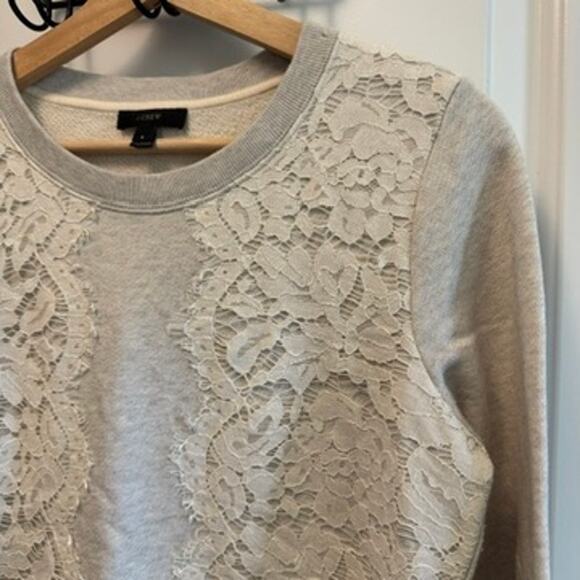 J. Crew Lace Embellished French Terry Crewneck Pullover Size S - Picture 2 of 5